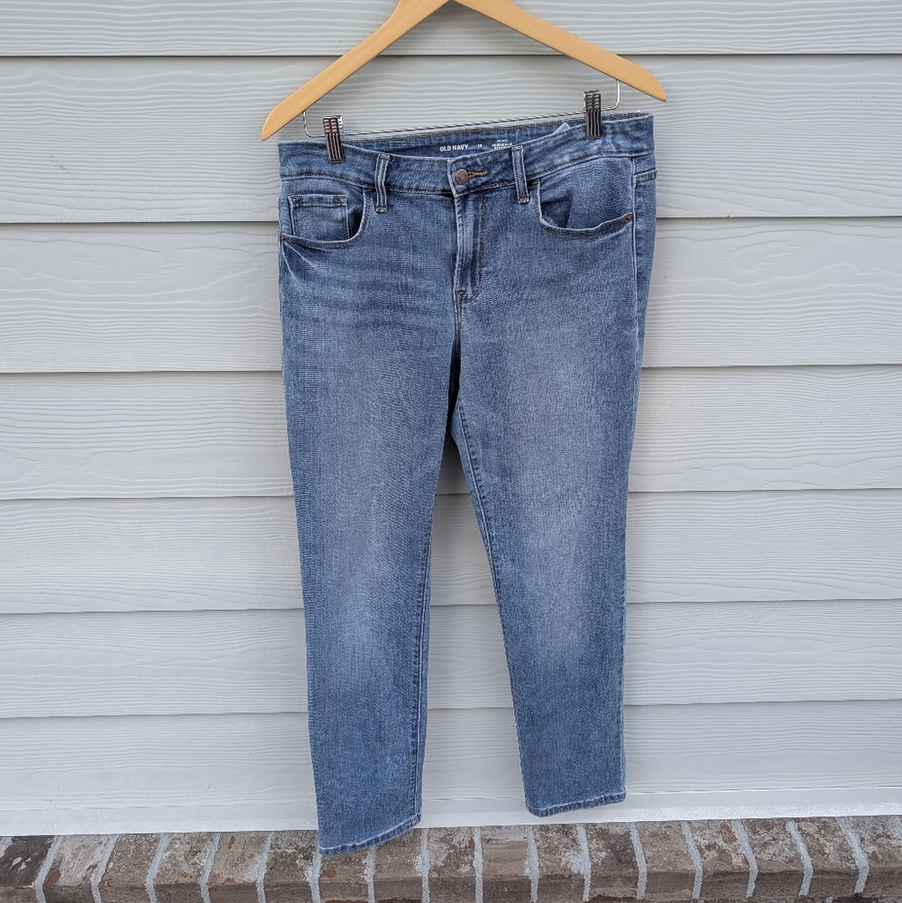 Old Navy Jeans Blue Size 12 Mid Rise Power Slim Straight 5 Pocket Denim
